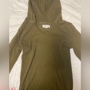 Green aritzia tna hooded waffle shirt